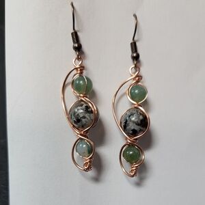 Moss Agate & Yooperlite Bead Earrings